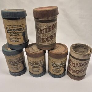 Antique Edison & Columbia Phonograph Cylinder Record Tubes Lot 7 Vintage